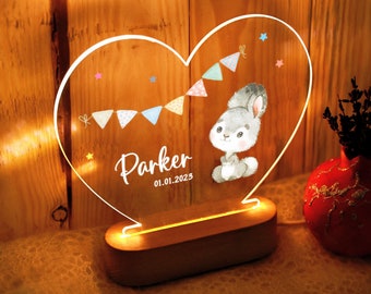 Personalised LED Animal Lamp - Baby Birth Gift - Kids Night Light with Name - Birthday Gifts for Kids - Kids Bedroom Nursery Night Light