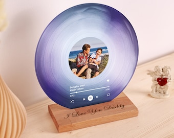 Custom Song Photo Vinyl Record - Gift for Dad - Dad Birthday Gift - Music Plaque - Fathers Day Gift from Daughter - Personalized Father Gift