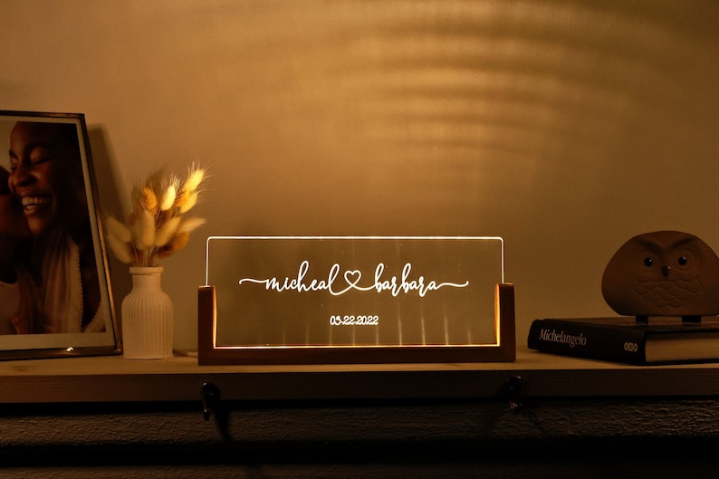 Custom Night Light for Couples - Anniversary Gifts - Romantic Gift for Couple - Names and Date - Valentines Gift Her - Wedding Gift Ideas - Christmas Gift for Her Him Girlfriend Boyfriend Wife