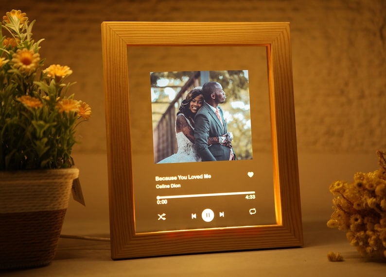 Personalized Photo Frame with Your Song - Romantic Gift for Couple - 1st 5th 10th Anniversary Gift for Boyfriend Husband - Music Lover Gift - Christmas Gift for Her Him Boyfriend Girlfriend