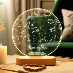 Carte personnalisée de la constellation - Cadeau pour la fête des mères - Cadeau d'anniversaire pour maman - Idées cadeaux pour la fête des Mères - Cadeau pour belle-mère - Carte des étoiles personnalisée
