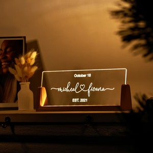 Custom Night Light for Couples - Anniversary Gifts - Romantic Gift for Couple - Names and Date - Valentines Gift Her - Wedding Gift Ideas - Christmas Gift for Her Him Girlfriend Boyfriend Wife