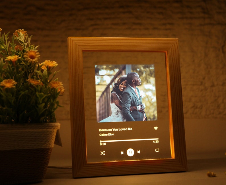 Personalized Photo Frame with Your Song - Romantic Gift for Couple - 1st 5th 10th Anniversary Gift for Boyfriend Husband - Music Lover Gift - Christmas Gift for Her Him Boyfriend Girlfriend
