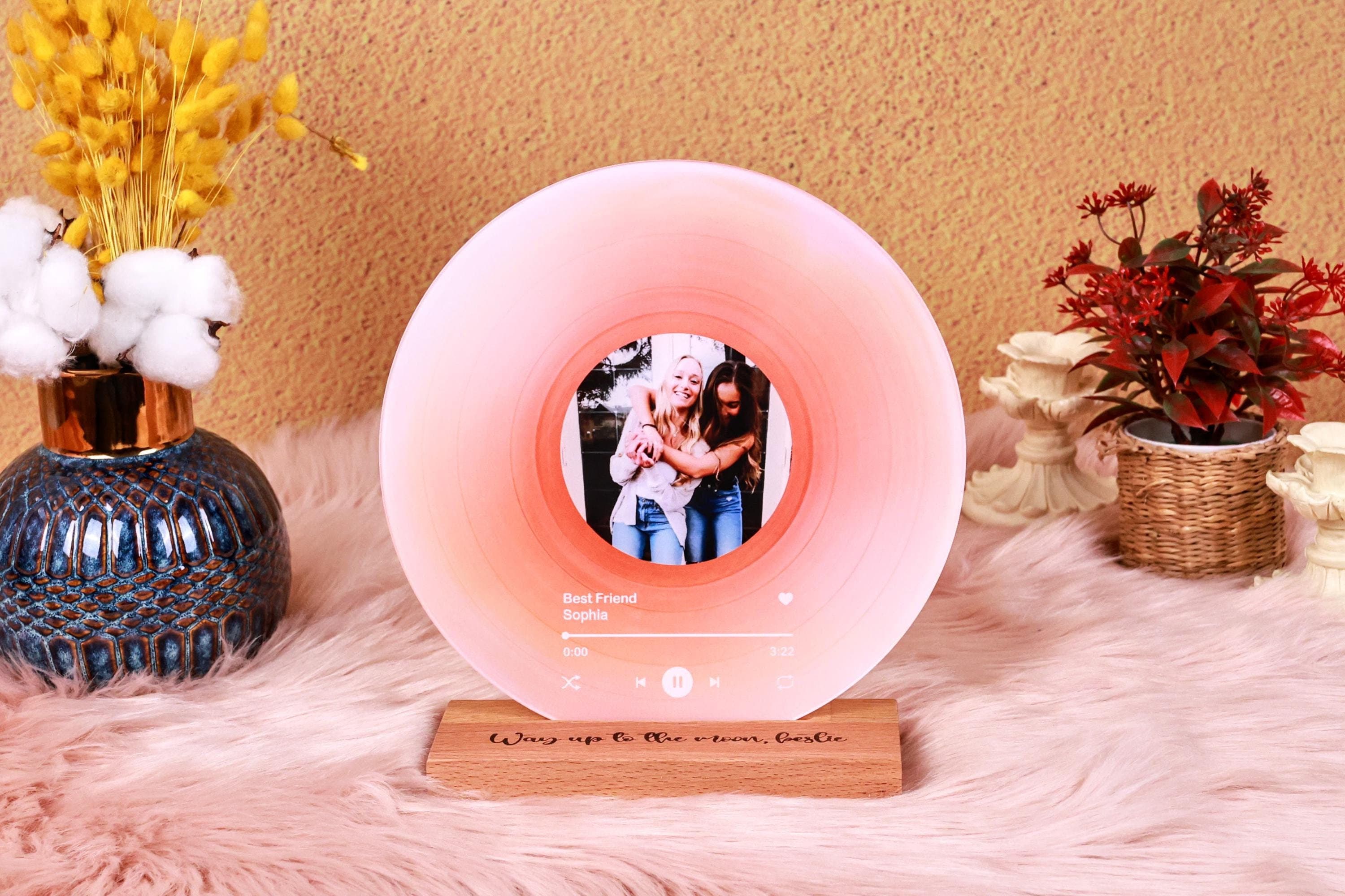 Personalisierte Schallplatte mit Foto - Acryl Song Plaque - Jubiläumsgeschenk für Freunde - Geburtstagsgeschenk für Sie Ihn - Geschenke zum Valentinstag