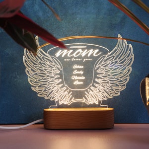 Mother's Day Gift Night Light Personalized Angel Gift for Mom Mom Gifts for Mothers Day Mother In Love Gıft Ideas Mum Nana Gifts image 4