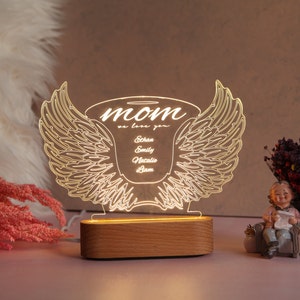 Mother's Day Gift Night Light Personalized Angel Gift for Mom Mom Gifts for Mothers Day Mother In Love Gıft Ideas Mum Nana Gifts image 2