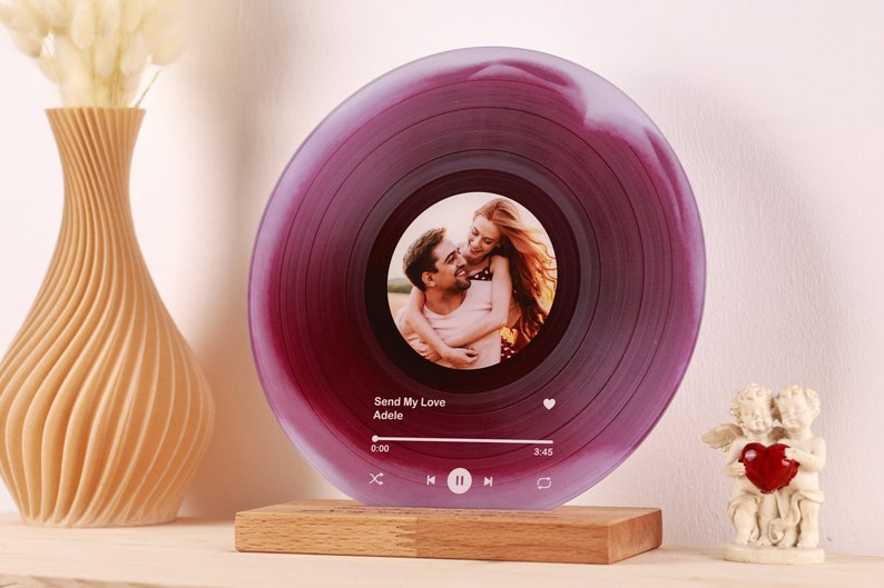 Gepersonaliseerde vinylplaat met foto Acryl Song Plaque Verjaardagscadeau voor vrienden Verjaardagscadeau voor haar hem Kerstcadeaus afbeelding 7