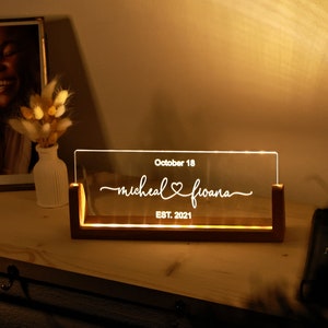 Custom Night Light for Couples - Anniversary Gifts - Romantic Gift for Couple - Names and Date - Valentines Gift Her - Wedding Gift Ideas - Christmas Gift for Her Him Girlfriend Boyfriend Wife