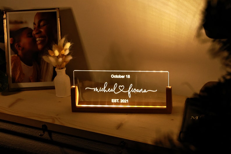 Custom Night Light for Couples - Anniversary Gifts - Romantic Gift for Couple - Names and Date - Valentines Gift Her - Wedding Gift Ideas - Christmas Gift for Her Him Girlfriend Boyfriend Wife