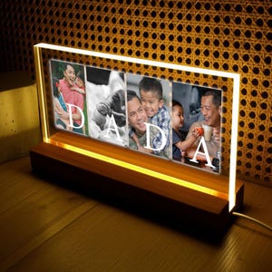Luz nocturna LED con foto y letras "DADA" - Regalo para el Día del Padre - Regalos para papá - El mejor regalo para papá - Regalos para esposo - Cumpleaños de papá