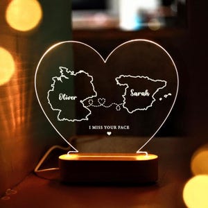Benutzerdefinierte zwei Karte Nachtlicht für Paar - Geschenk für sie ihn - Fern Beziehung Geschenk - Valentinstag Geschenk - Abschied Geschenk - Paar Geschenk