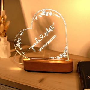 LED Heart Couple Name Light - Custom Wedding Night Light - Anniversary Gift - Bedroom Lamp - Home Decor - Name Light - Valentine&#39;s Day Gift