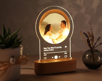 Custom Music Plaque with Night Light - Romantic Gift for Couples - Unique Gift for Her - Anniversary Gift for Him - Engagement Wedding Gift