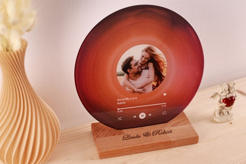 Gepersonaliseerde vinylplaat met foto Acryl Song Plaque Verjaardagscadeau voor vrienden Verjaardagscadeau voor haar hem Kerstcadeaus afbeelding 6