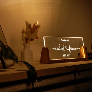 Custom Night Light for Couples - Anniversary Gifts - Romantic Gift for Couple - Names and Date - Valentines Gift Her - Wedding Gift Ideas - Christmas Gift for Her Him Girlfriend Boyfriend Wife