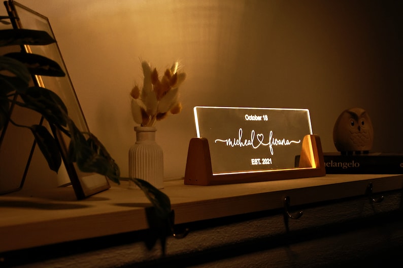 Custom Night Light for Couples - Anniversary Gifts - Romantic Gift for Couple - Names and Date - Valentines Gift Her - Wedding Gift Ideas - Christmas Gift for Her Him Girlfriend Boyfriend Wife