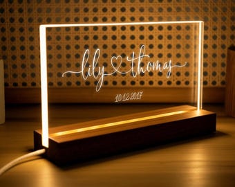 Custom Night Light for Couples - Anniversary Gifts - Romantic Gift for Couple - Names and Date - Valentines Gift Her - Wedding Gift Ideas