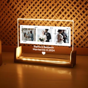 Unique Wedding Photo Night Light – Acrylic Light with Couples Photo - Bridal Gift - Romantic Bedroom Light - Gift for Boyfriend, Girlfriend