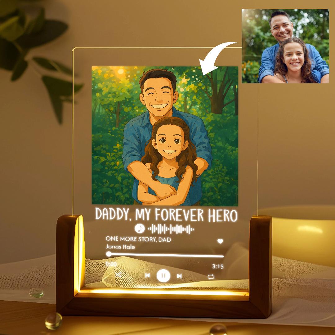 Custom Ghibli Art Dad Lamp – Personalized LED Light with Photo – Unique First Father’s Day Gift from Baby - Birthday Gift Dad - Dad Daughter