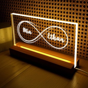 Infinity Couple Light, Custom Name Sign, Sentimental Home Gift, Minimal Romantic Gift for Boyfriend Girlfriend, Anniversary Gift for Her Him