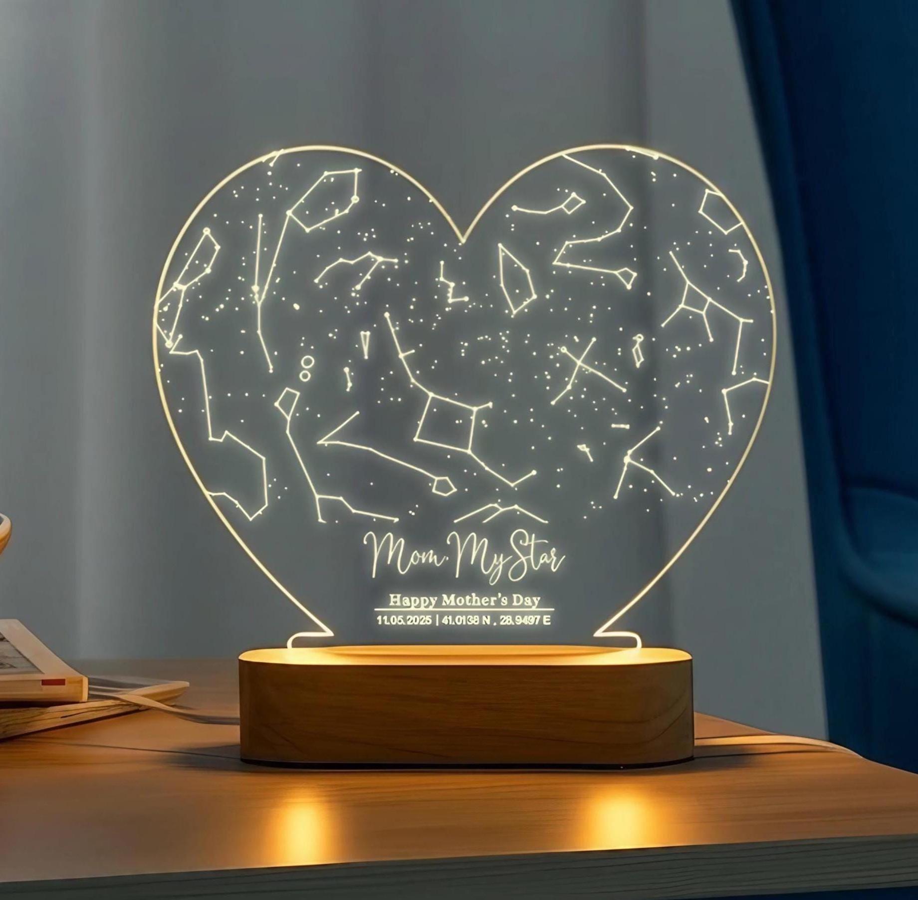 Personalized Star Map Night Light - Birthday Gift for Mom - Mothers Day Gift - Engraved Star Constellation - Gift Star Map - Custom Mom Gift