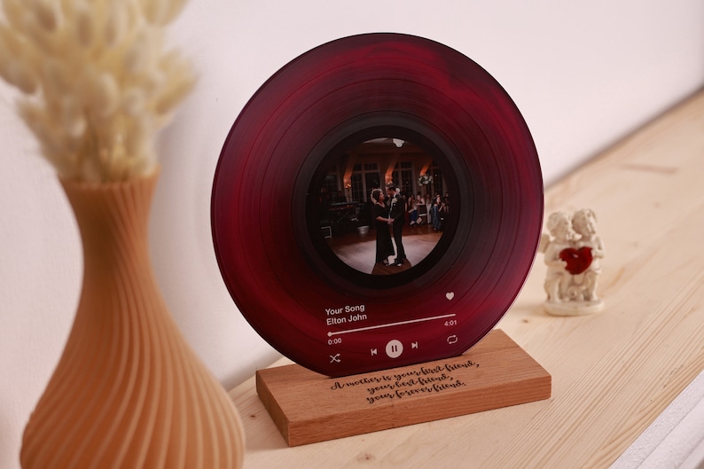 Gepersonaliseerde vinylplaat met foto Acryl Song Plaque Verjaardagscadeau voor vrienden Verjaardagscadeau voor haar hem Kerstcadeaus afbeelding 5