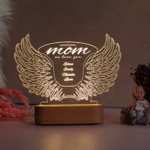 Mother's Day Gift Night Light Personalized Angel Gift for Mom Mom Gifts for Mothers Day Mother In Love Gıft Ideas Mum Nana Gifts image 5