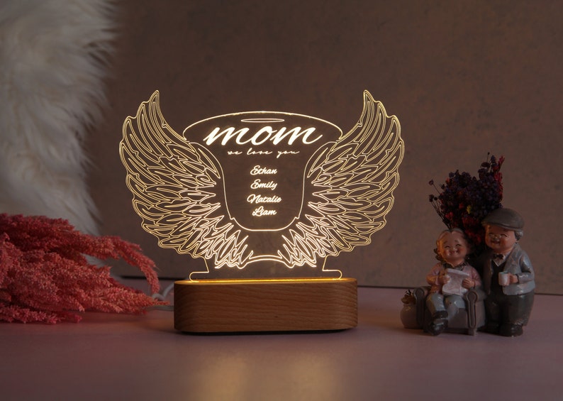 Mother's Day Gift Night Light Personalized Angel Gift for Mom Mom Gifts for Mothers Day Mother In Love Gıft Ideas Mum Nana Gifts image 5