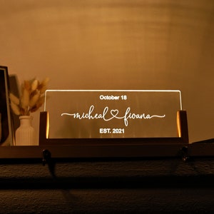 Custom Night Light for Couples - Anniversary Gifts - Romantic Gift for Couple - Names and Date - Valentines Gift Her - Wedding Gift Ideas - Christmas Gift for Her Him Girlfriend Boyfriend Wife