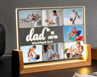 Custom Night Light for Dad - LED Dad Photo Frame - Personalized Acrylic Light - Fathers Day Gift - Dad Gift from Kids - Fathers Day Present