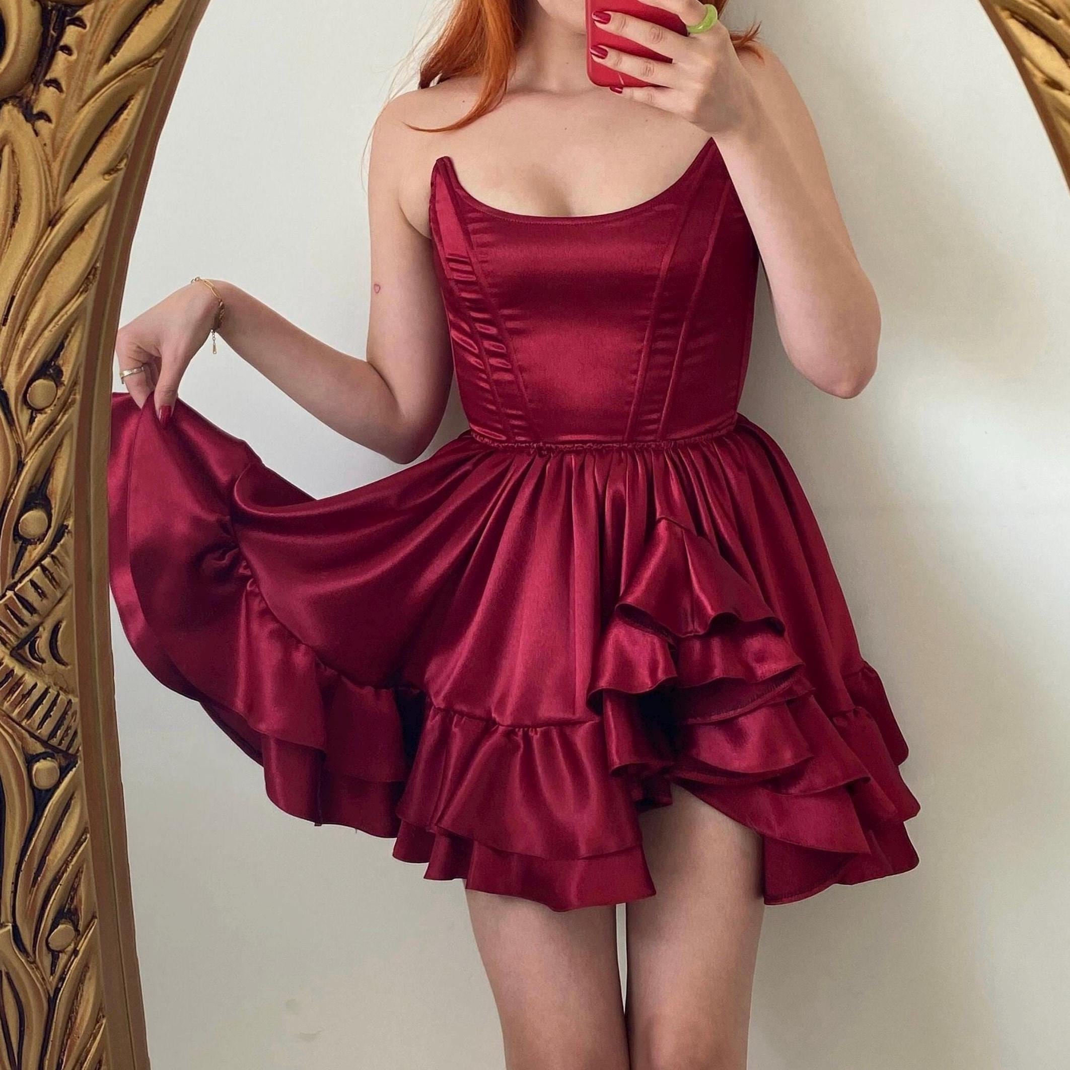 Burgundy Short Skirt Corset Dress - Etsy Burgundy Short Skirt Corset Dress - Etsy