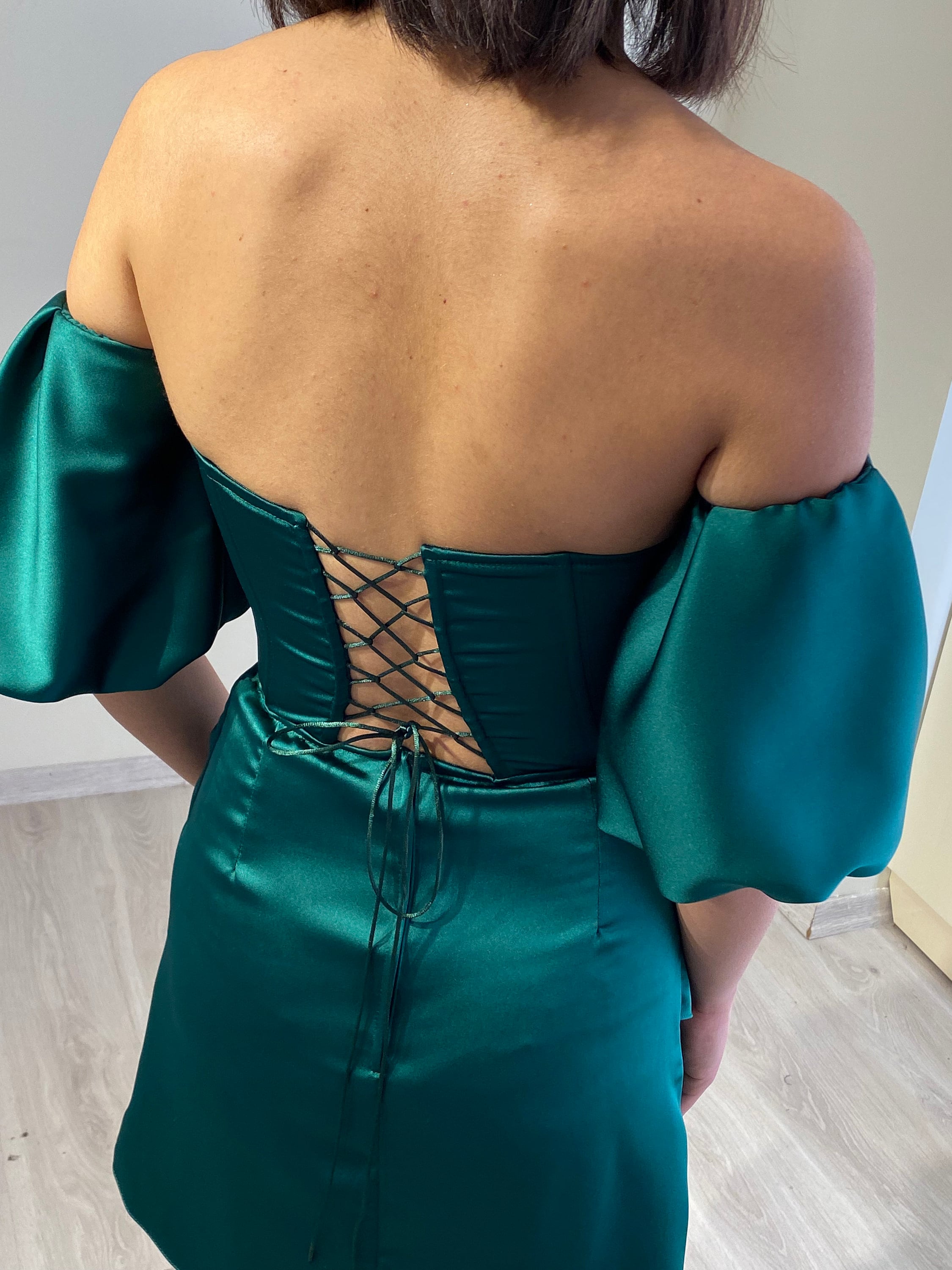 Emerald Green Satin Corset Dress / Emerald Green Satin Short Etsy