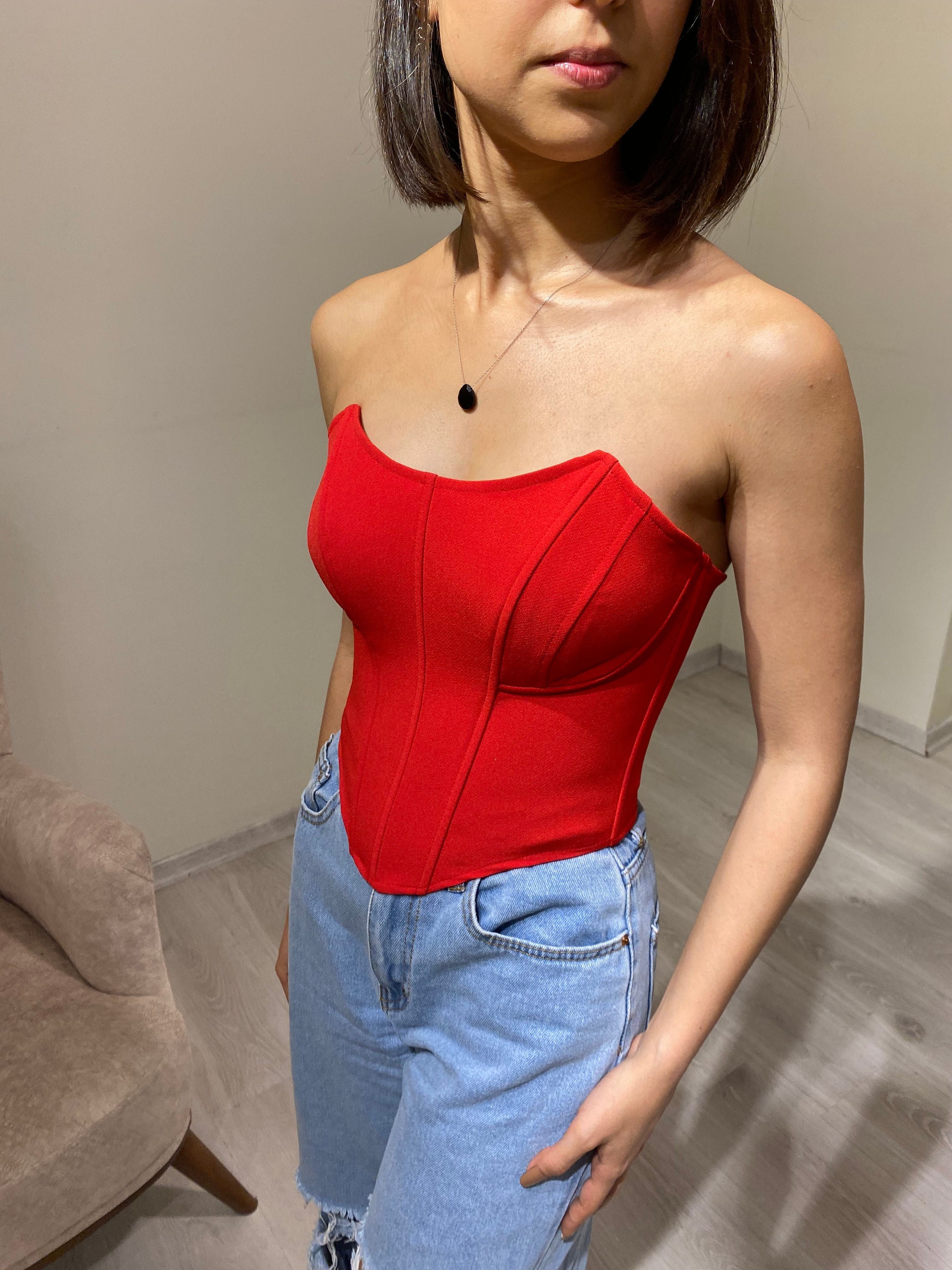 Date Night Bustier Top in Red