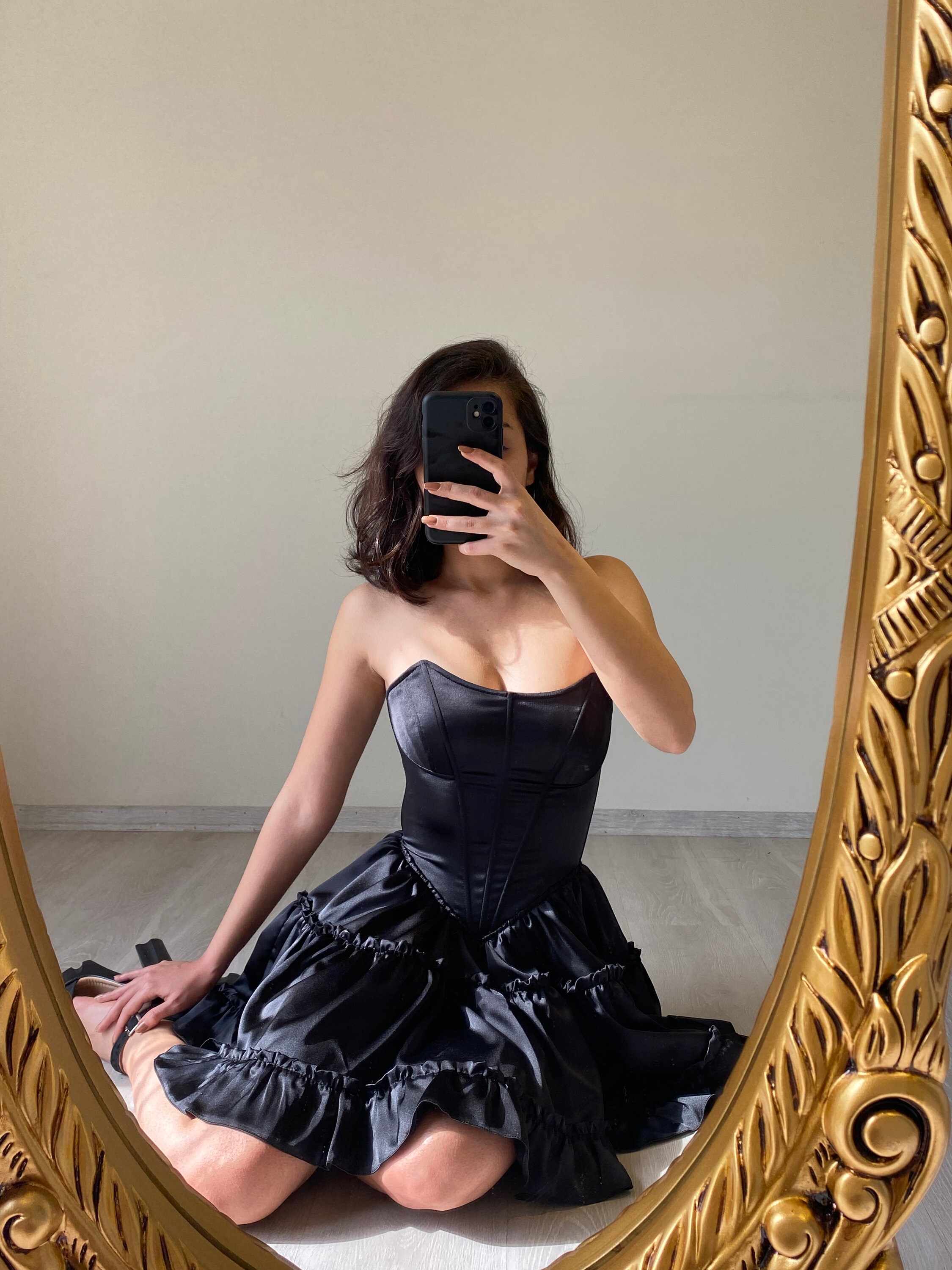 Black Satin Ruffle Bodice Dress /black Short Skirt Corset Dress / Ball Gown  / Party Dress /black Strapless Corset Dress/ Birthday Dress -  Canada