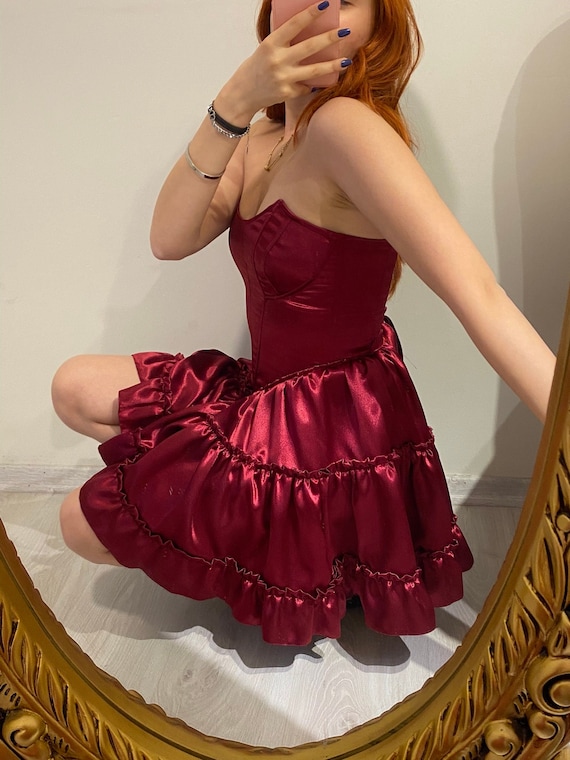 wedding dress burgundy accents Burgundy Velvet Long Mermaid Prom Dresses, Wine Red Long Fomal Graduat –  jbydress main image 1
