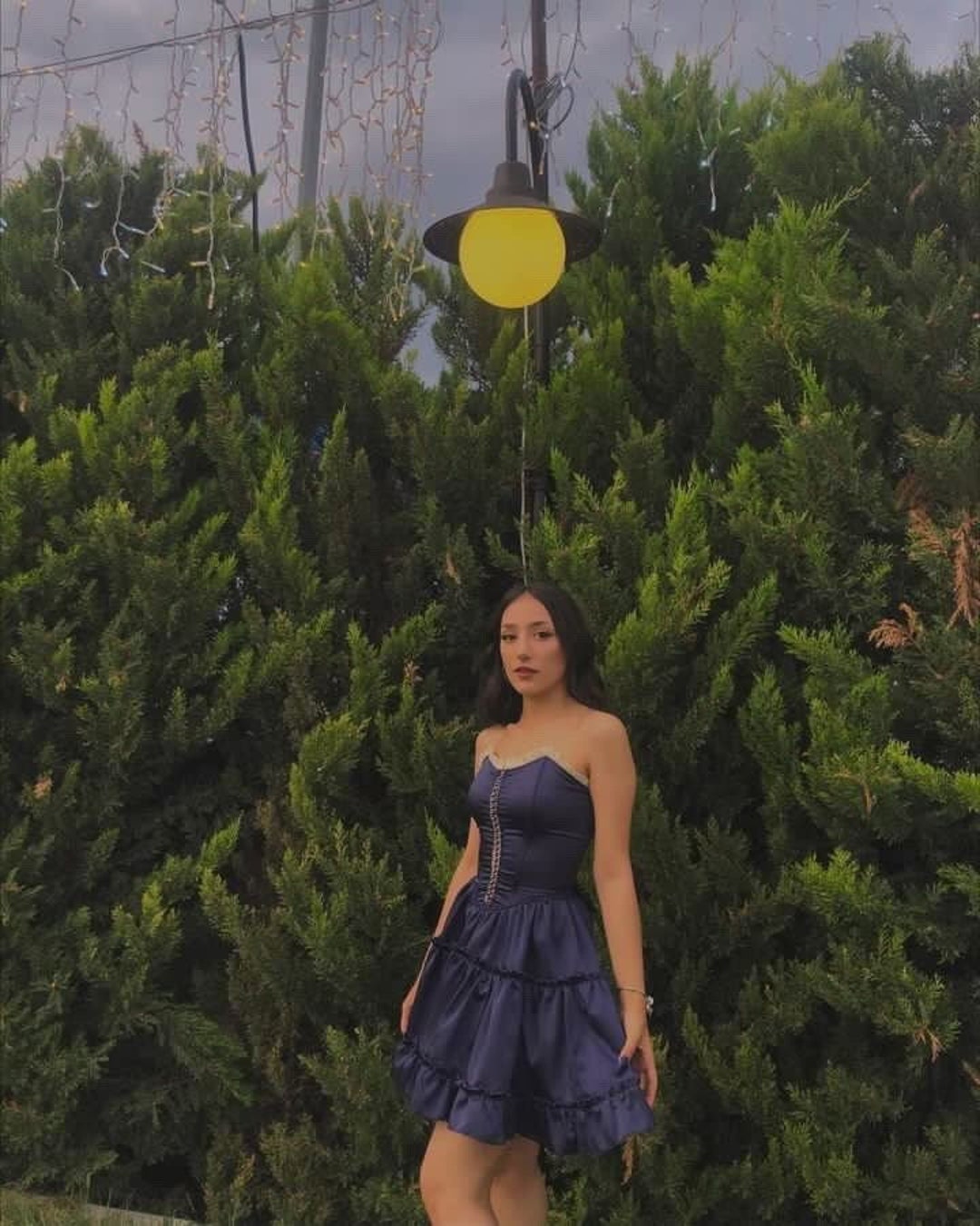19988 Navy Blue Draped Satin Corset Dress
