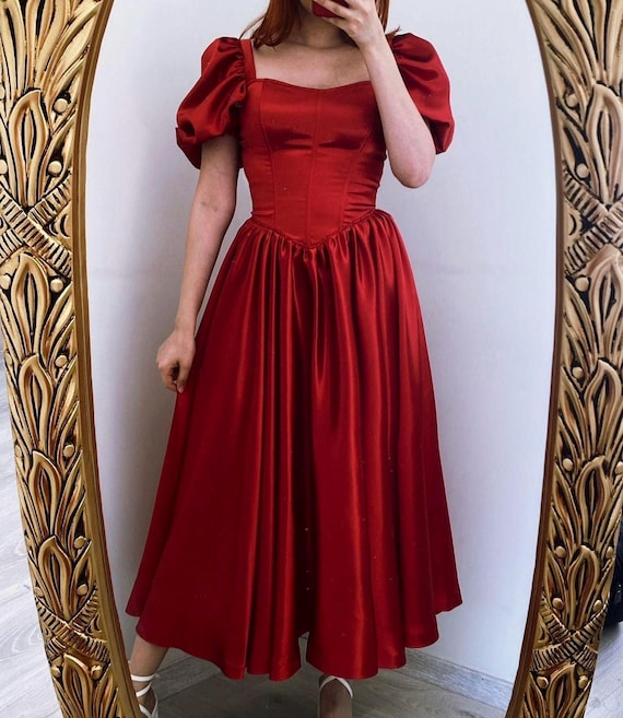 white christmas dresses Rare London Women's Red Lace Sleeve Corset Mini Dress 6 main image 1