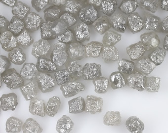 5 Piece: 3.90-4.15mm White Rough Diamond, Uncut, Conflict-Free