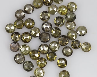 Groene ronde roosgeslepen diamanten: natuurlijke losse edelstenen, 2,10-2,30 mm, 49 stuks
