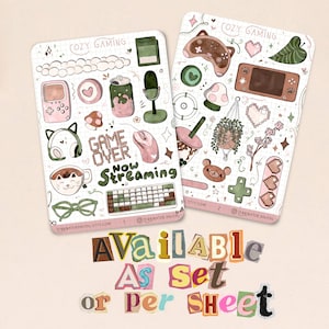 Cozy Gamer Sticker Sheets: Hand-Drawn Matte Paper Stickers for Gamers, Journals, Scrapbooks and Planners