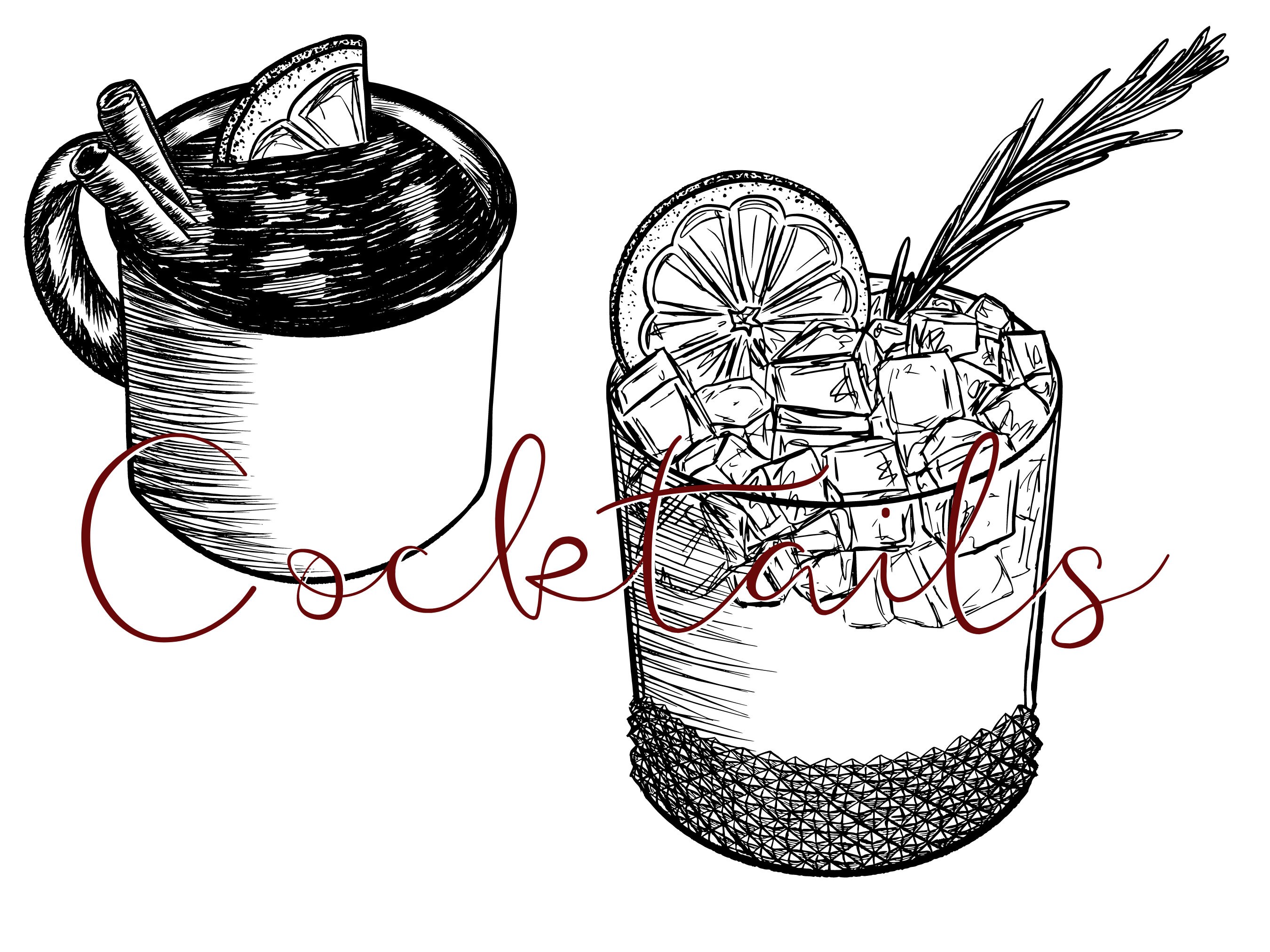 Cocktail Clipart Bundle | Hand Drawn SVG PNG Winter Bar Drinks ...