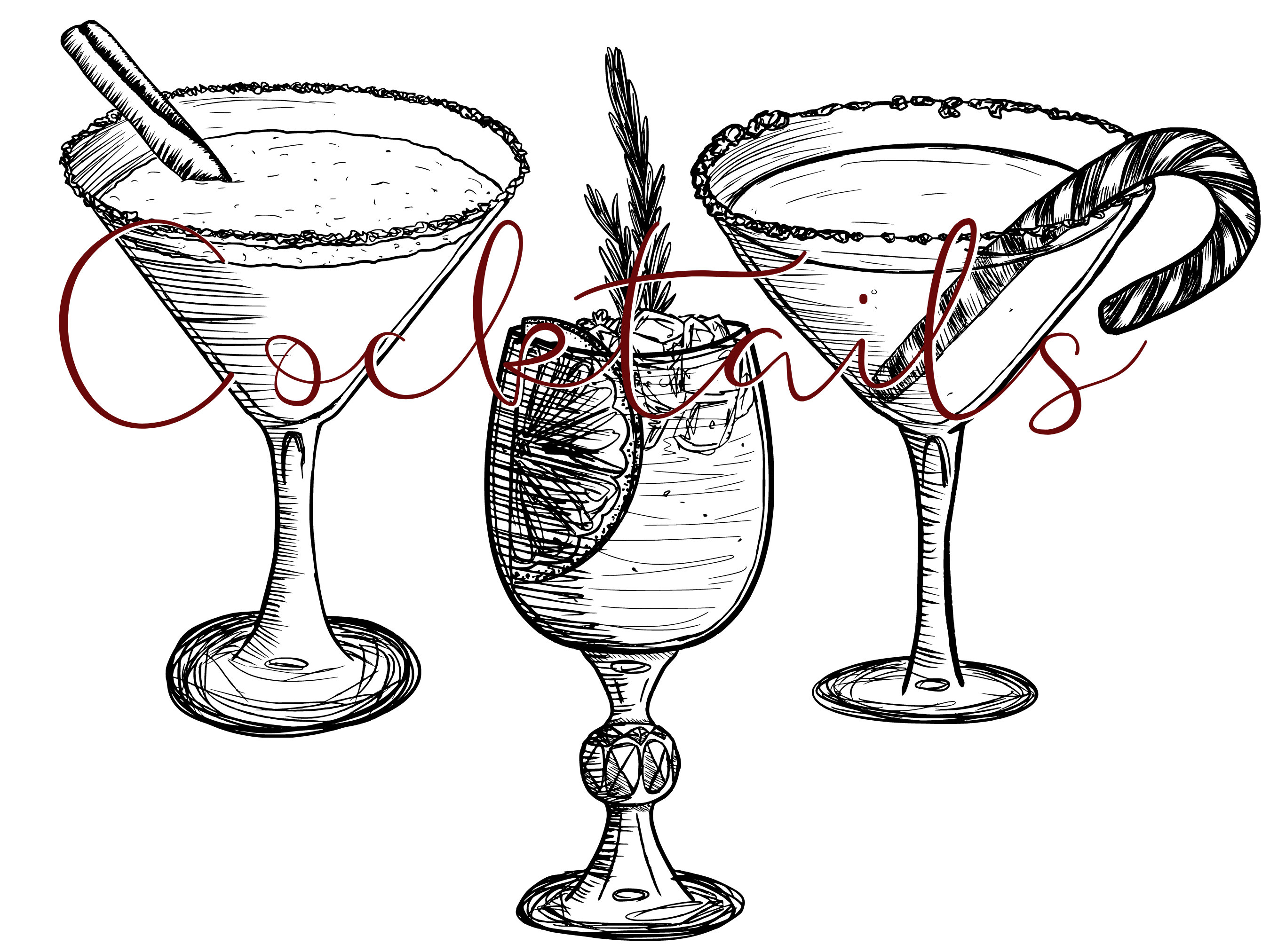 Cocktail Clipart Bundle | Hand Drawn SVG PNG Winter Bar Drinks ...