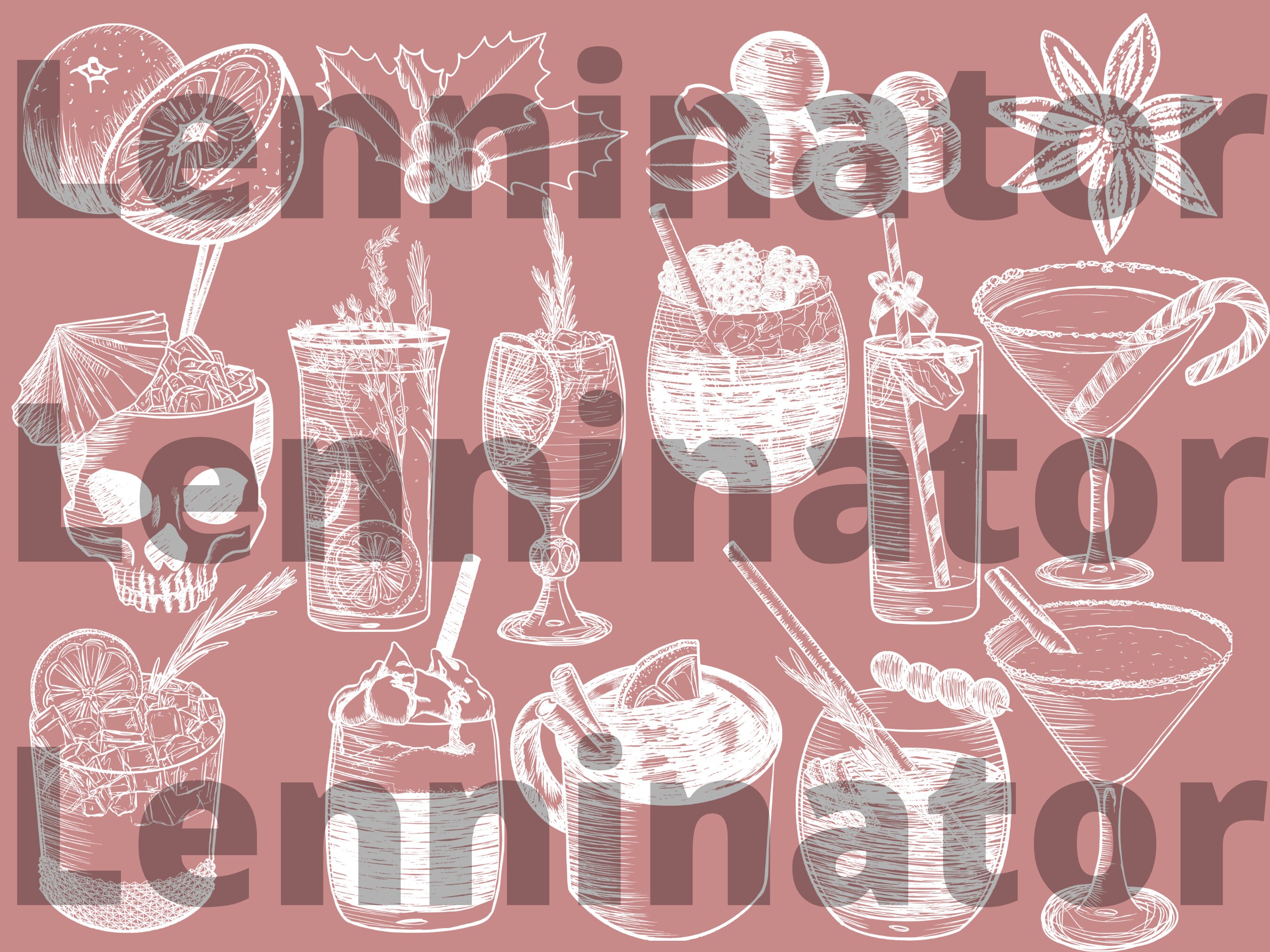 Cocktail Clipart Bundle | Hand Drawn SVG PNG Winter Bar Drinks ...