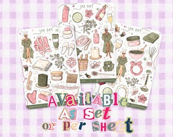 Watercolor Spa Day Stickers – Handmade Planner Stickers