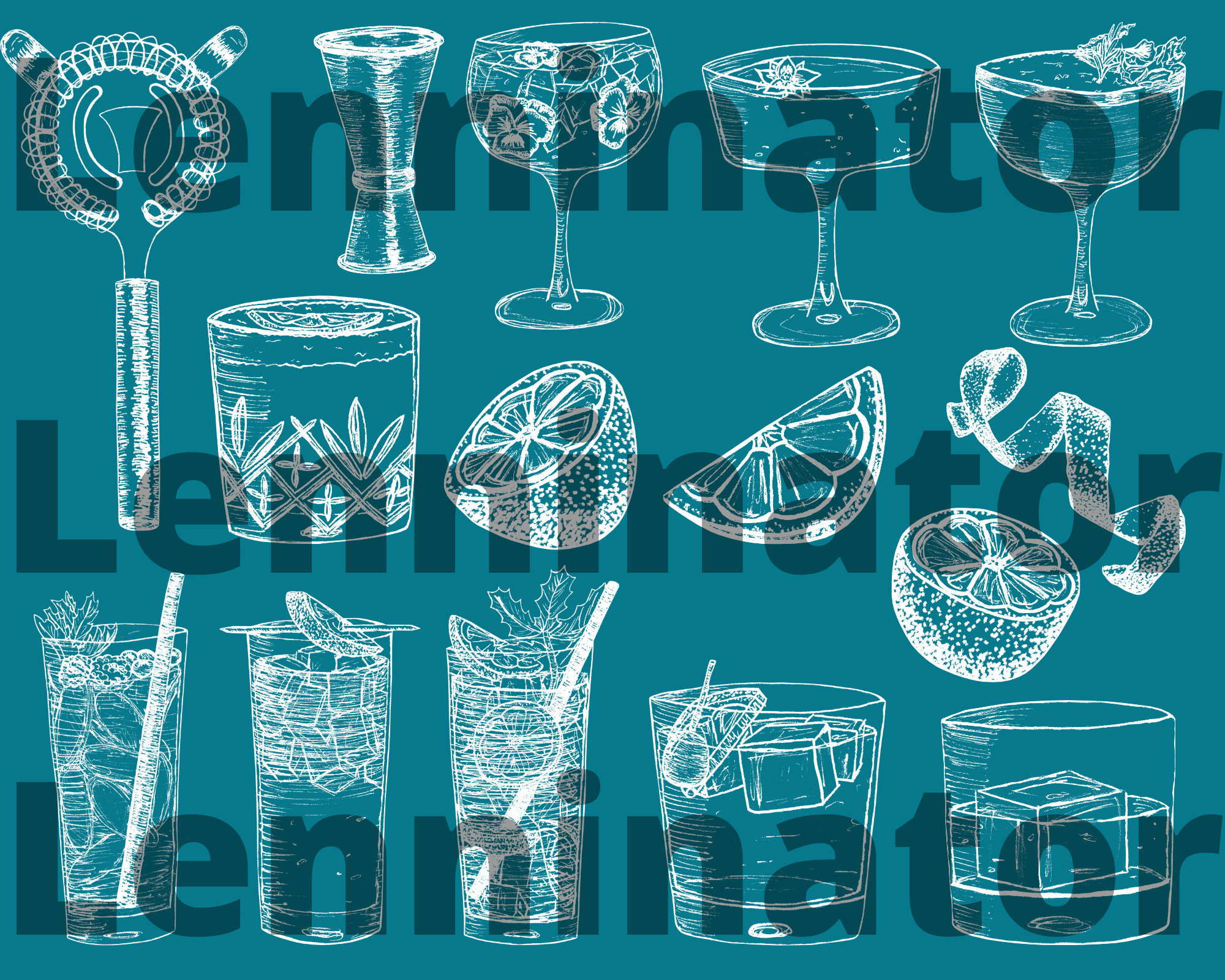 Cocktail Clipart Bundle | Hand Drawn SVG PNG Bar Drinks Illustration ...