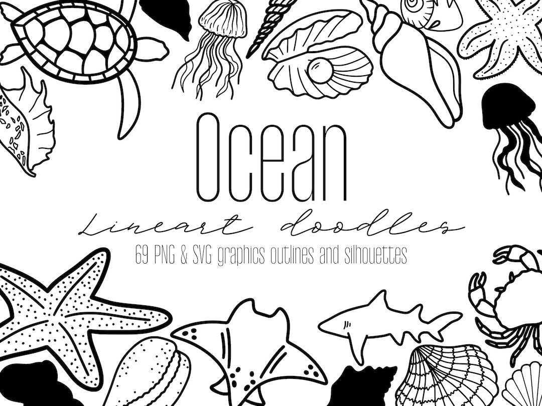 Ocean Doodle SVG PNG Clipart, Simple Shell Summer Illustrations, Sea ...