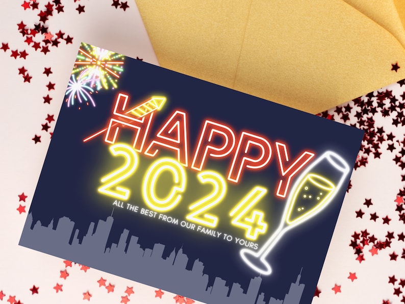 Neon 2024 NYE Clipart Bundle New Years Eve Glowing PNG Etsy Australia
