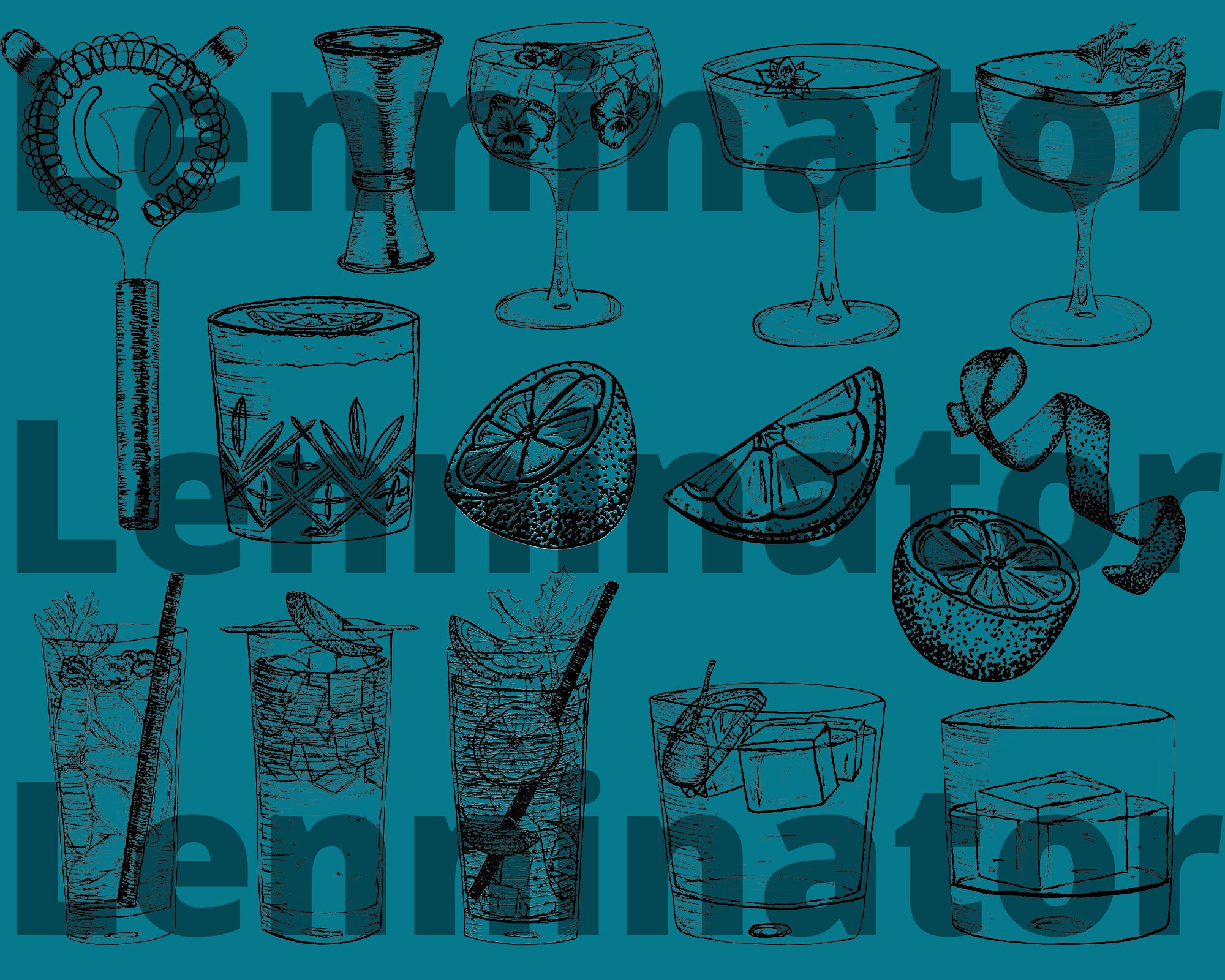 Cocktail Clipart Bundle | Hand Drawn SVG PNG Bar Drinks Illustration ...
