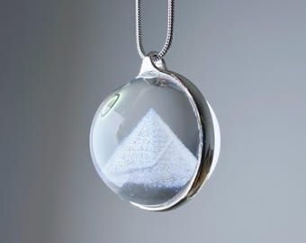 Quartzberry - Colar com Cristal de Quartzo Fantasma da Montanha de Neve Branca Natural Grande - Peça Única