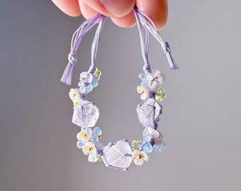 Quartzberry - Pulseira de Macramê Artesanal com Cristal de Ametista Roxa para o Chakra da Coroa